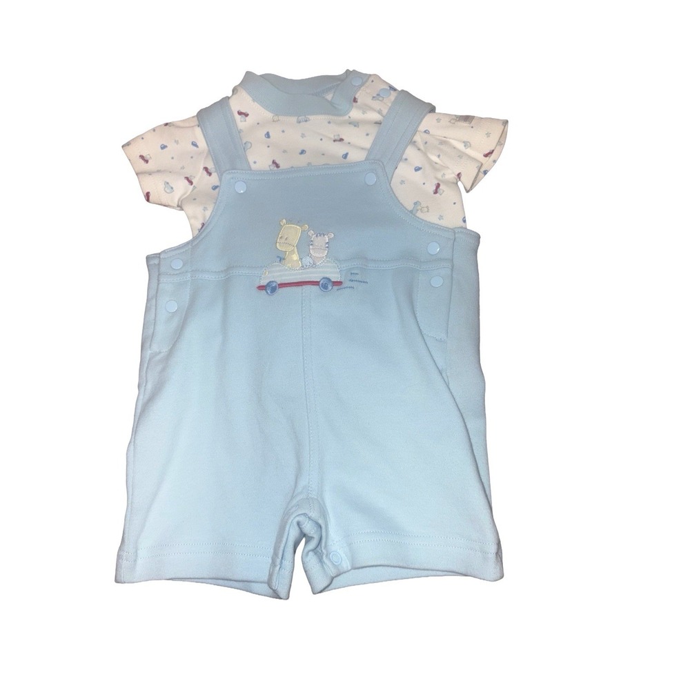 NWT Vintage Carter's Child Of Mine 1990's Baby Blue Overall Romper 0-3M Giraffe